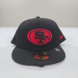 NWT New Era NFL San Francisco‎ 49ers 59Fifty Black Fitted Hat Size 7 5/8